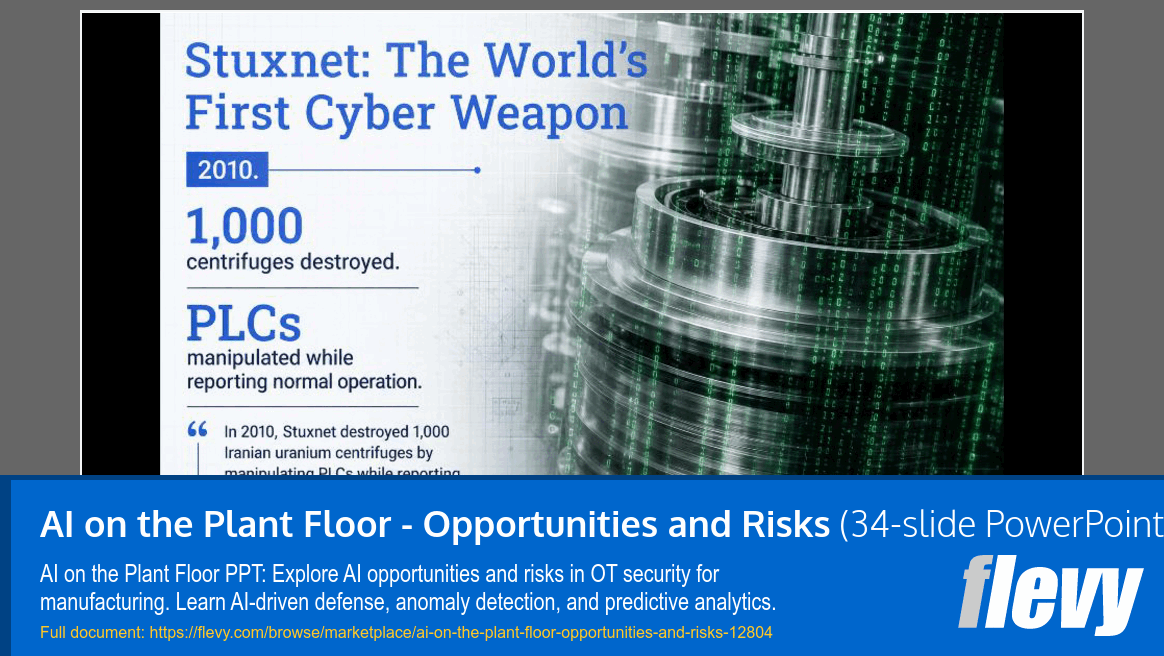 AI on the Plant Floor - Opportunities and Risks (34-slide PPT PowerPoint presentation template (PPTX)) Preview Image