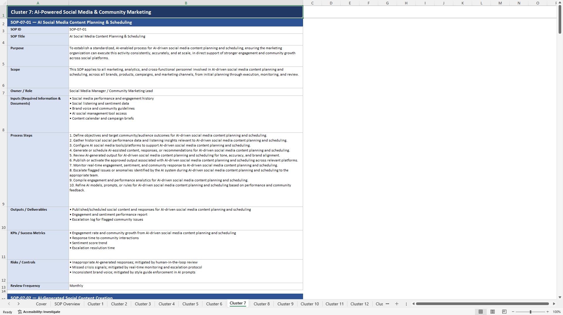 100+ AI-Driven Marketing SOPs (Excel template (XLSX)) Preview Image