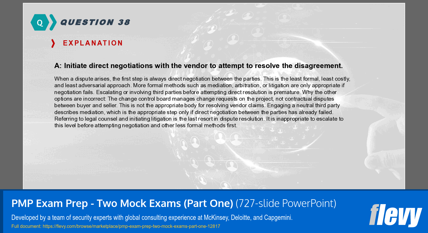 PMP Exam Prep - Two Mock Exams (Part One) (727-slide PPT PowerPoint presentation template (PPTX)) Preview Image