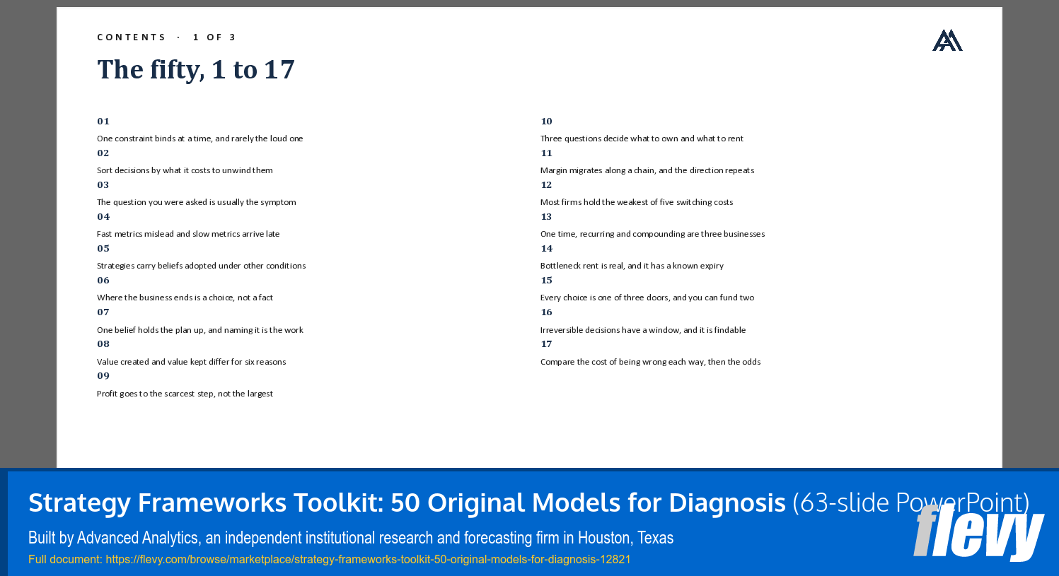 Strategy Frameworks Toolkit: 50 Original Models for Diagnosis (63-slide PPT PowerPoint presentation template (PPTX)) Preview Image