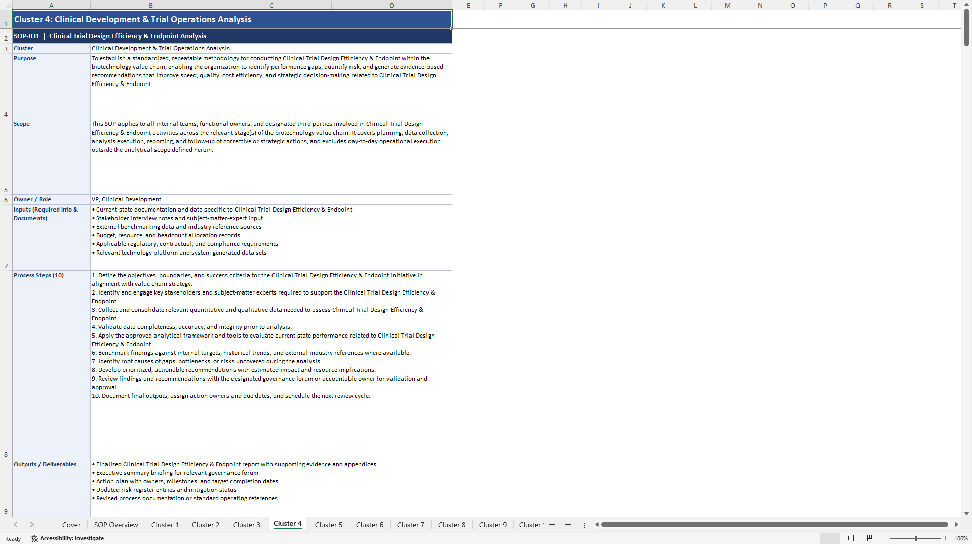 100+ BioTech Value Chain Analysis SOPs (Excel template (XLSX)) Preview Image