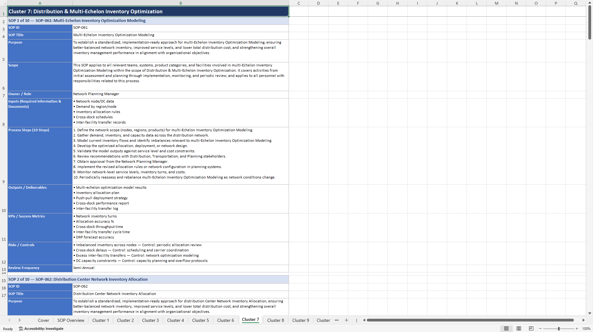 100+ Inventory Management Enhancement SOPs (Excel template (XLSX)) Preview Image