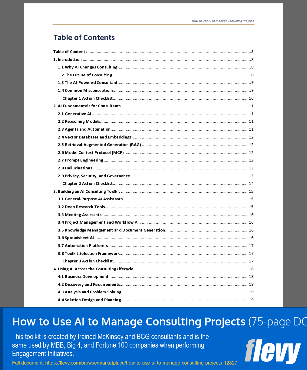 How to Use AI to Manage Consulting Projects (75-page Word document) Preview Image