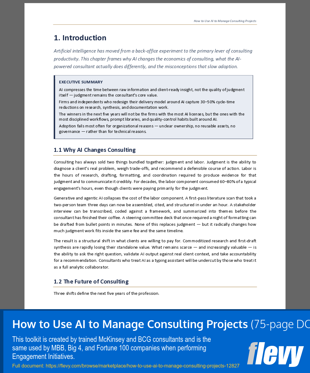 How to Use AI to Manage Consulting Projects (75-page Word document) Preview Image