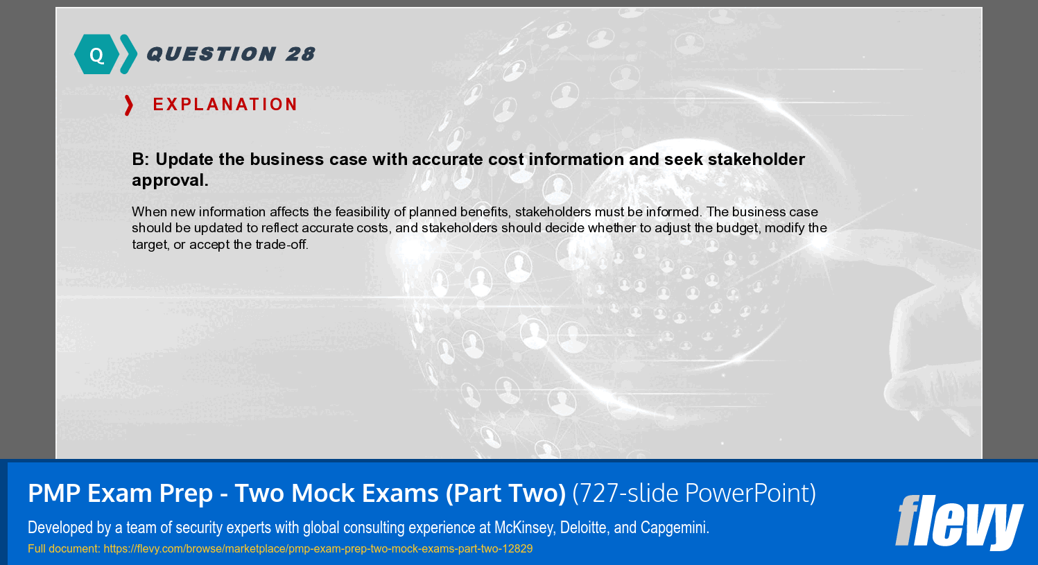 PMP Exam Prep - Two Mock Exams (Part Two) (727-slide PPT PowerPoint presentation template (PPTX)) Preview Image