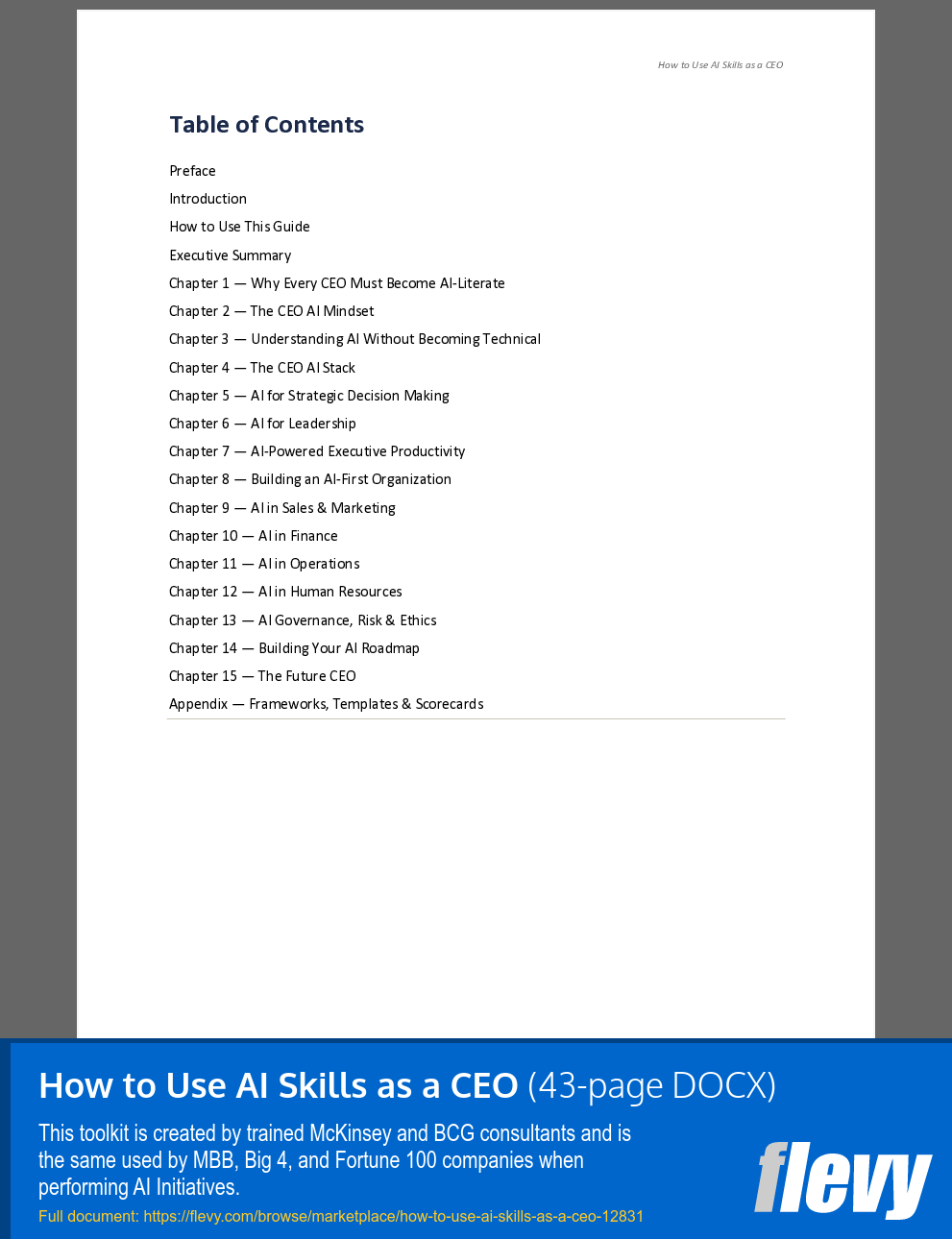 How to Use AI Skills as a CEO (43-page Word document) Preview Image