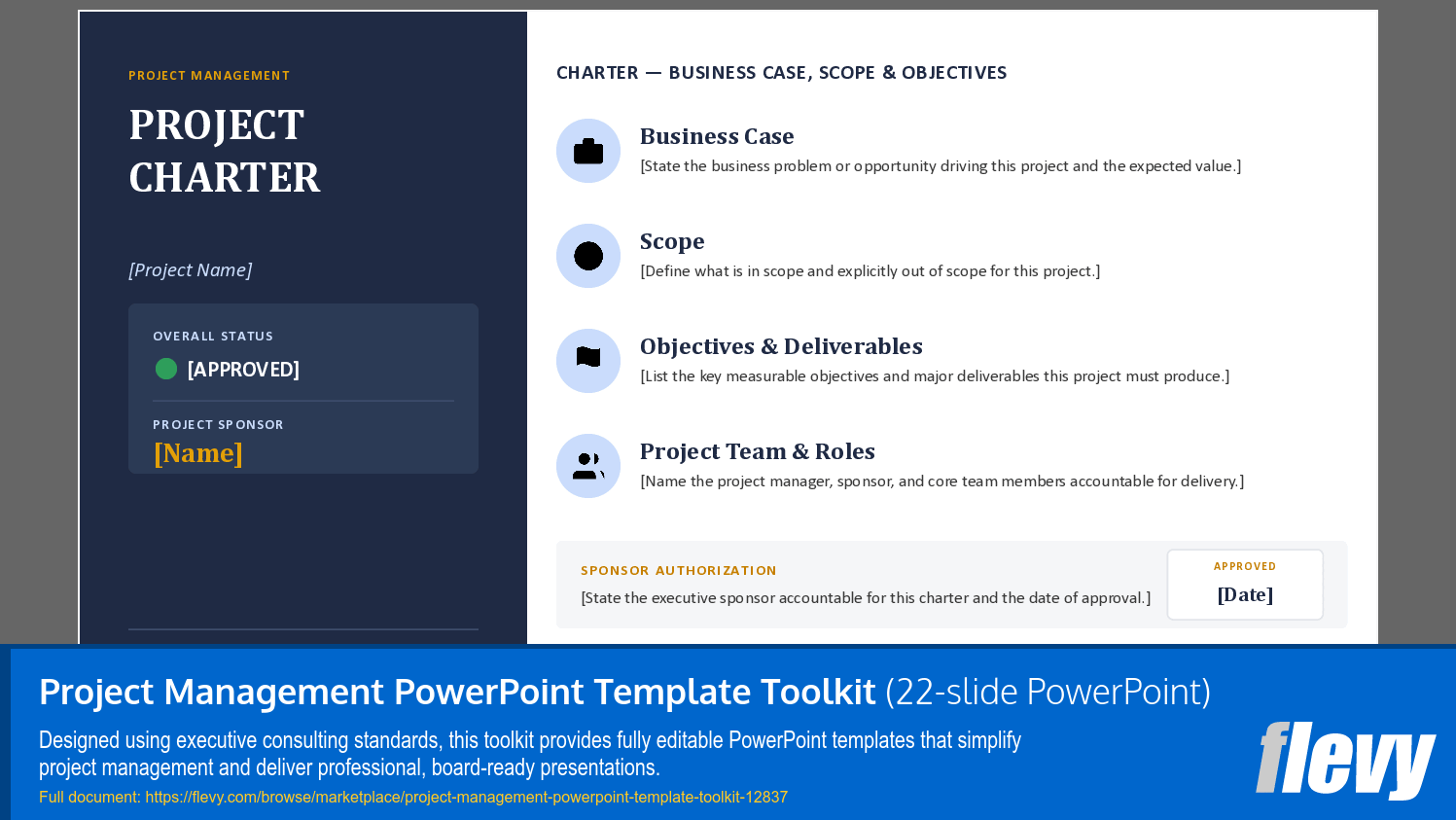Project Management PowerPoint Template Toolkit (22-slide PPT PowerPoint presentation template (PPTX)) Preview Image