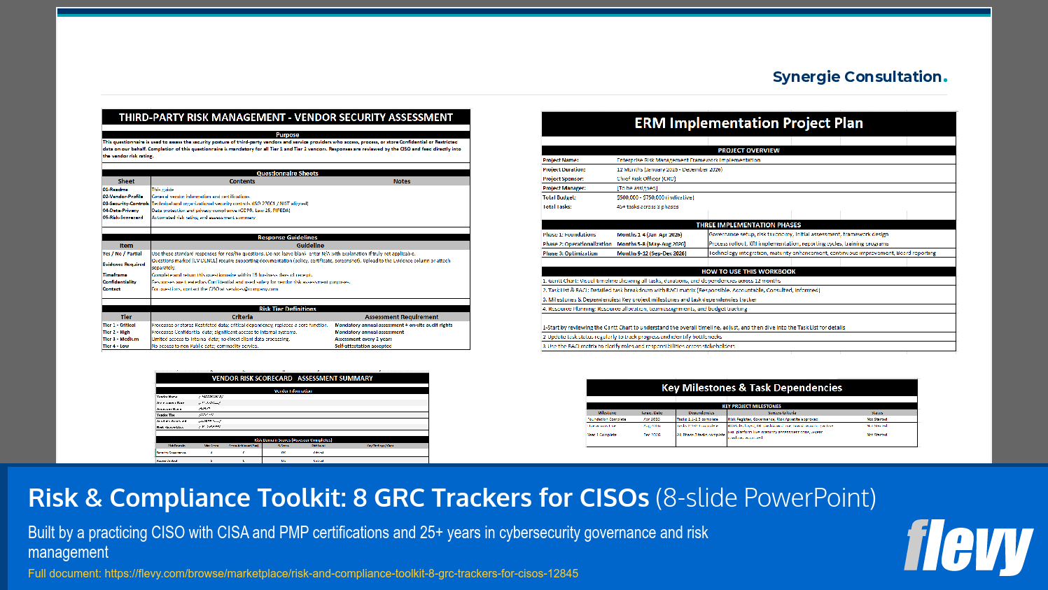 Risk & Compliance Toolkit: 8 GRC Trackers for CISOs (8-slide PPT PowerPoint presentation template (PPTX)) Preview Image