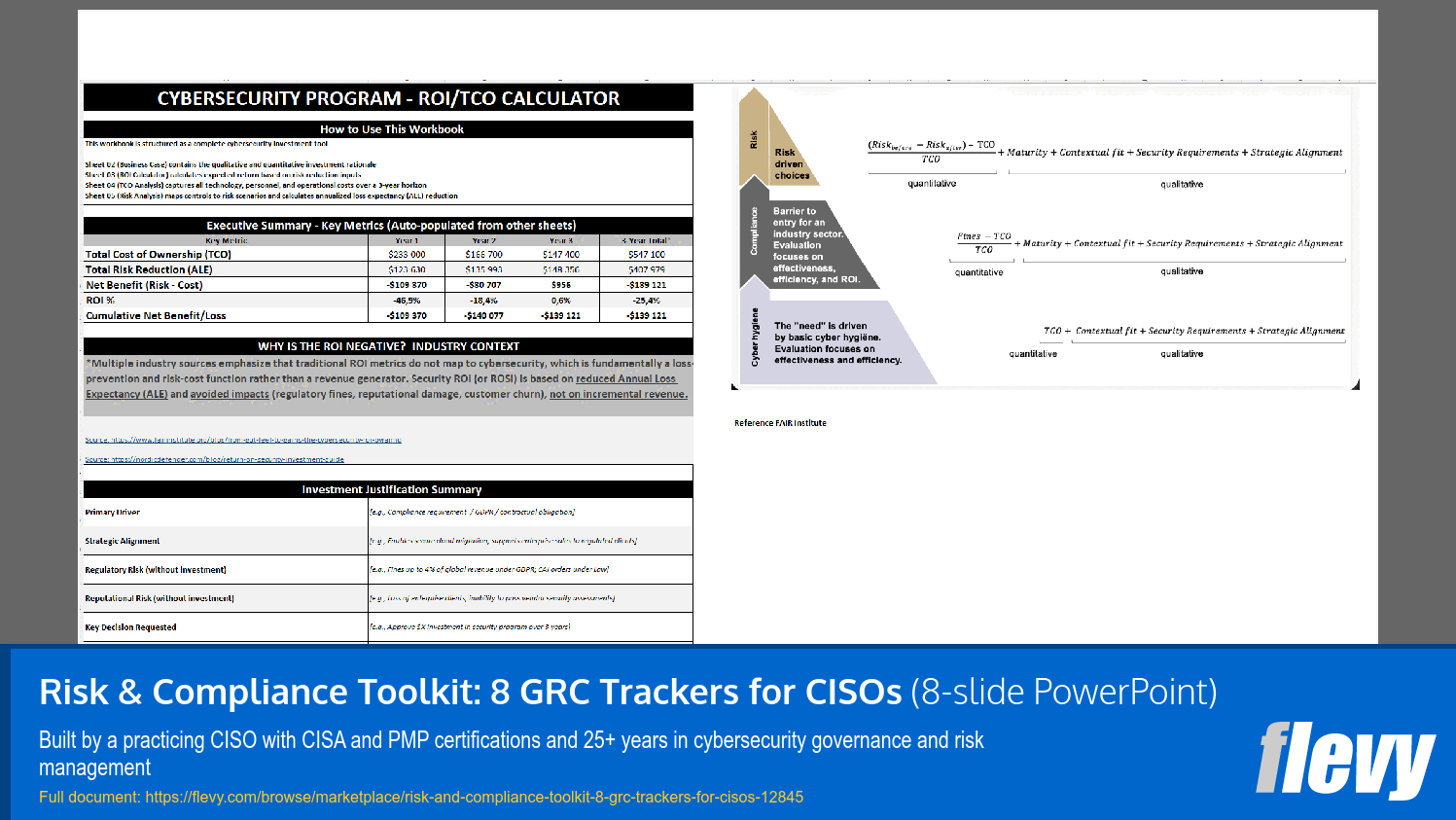 Risk & Compliance Toolkit: 8 GRC Trackers for CISOs (8-slide PPT PowerPoint presentation template (PPTX)) Preview Image