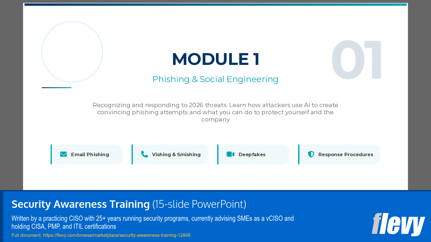 Security Awareness Training (15-slide PPT PowerPoint presentation template (PPTX)) Preview Image