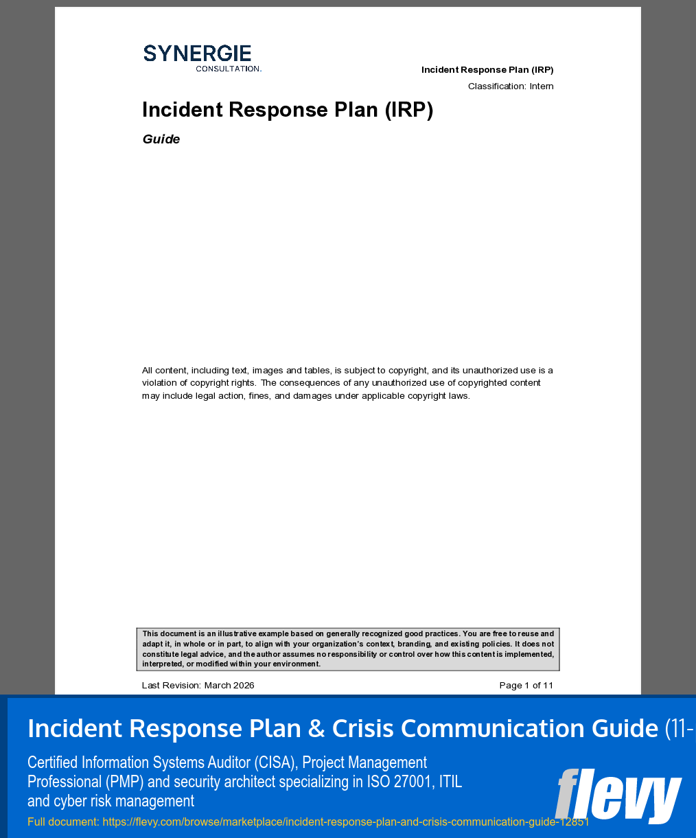 Incident Response Plan & Crisis Communication Guide (11-page Word document) Preview Image