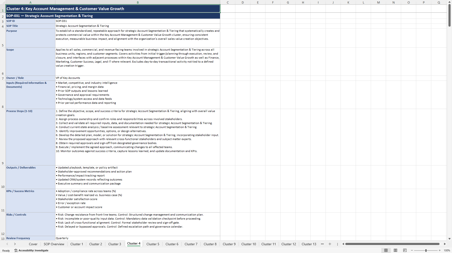 100+ Sales Value Creation SOPs (Excel template (XLSX)) Preview Image