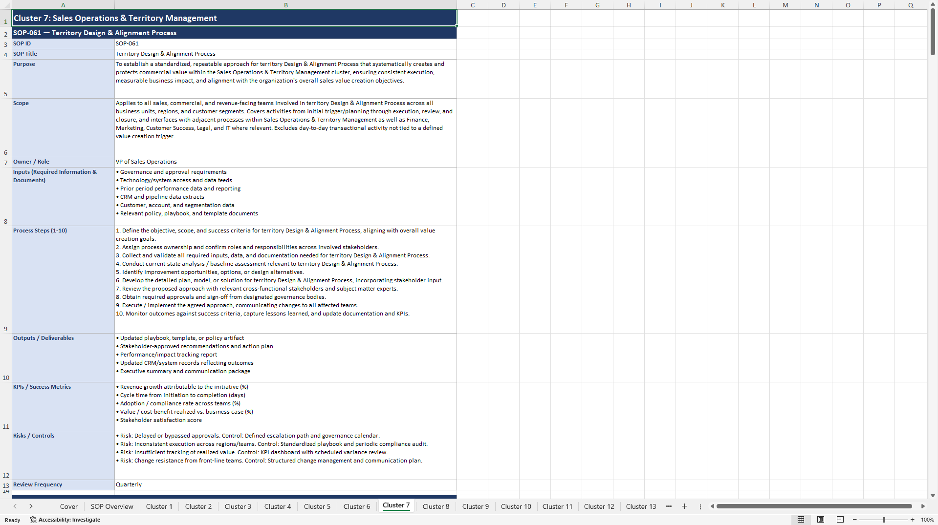 100+ Sales Value Creation SOPs (Excel template (XLSX)) Preview Image