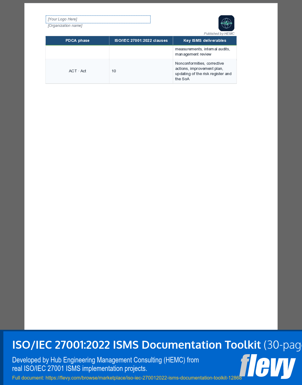 ISO/IEC 27001:2022 ISMS Documentation Toolkit (30-page Word document) Preview Image