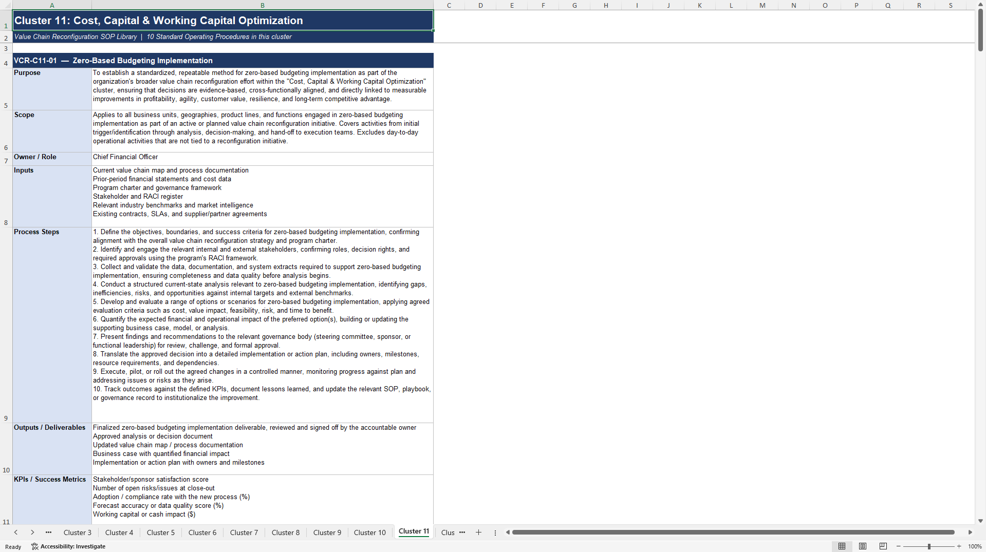 100+ Value Chain Reconfiguration SOPs (Excel template (XLSX)) Preview Image