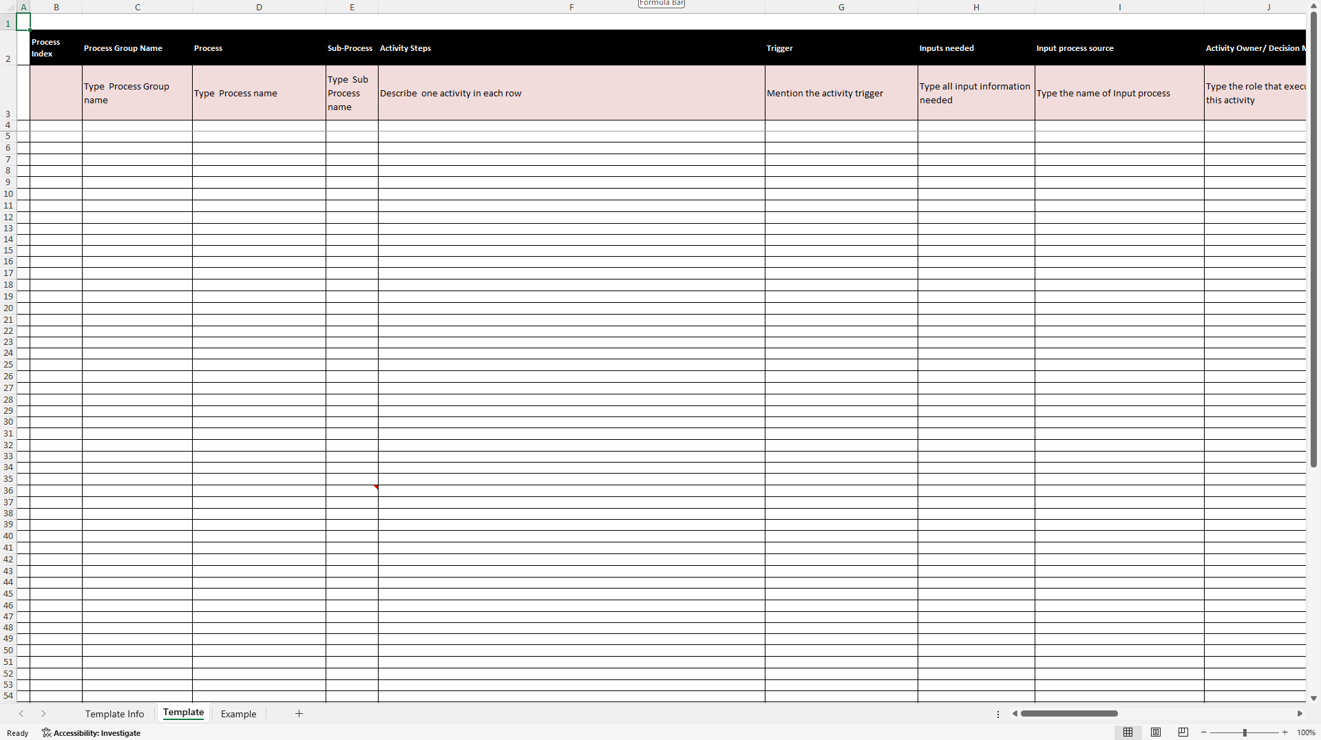 Business Process Mapping Template (Excel template (XLSX)) Preview Image