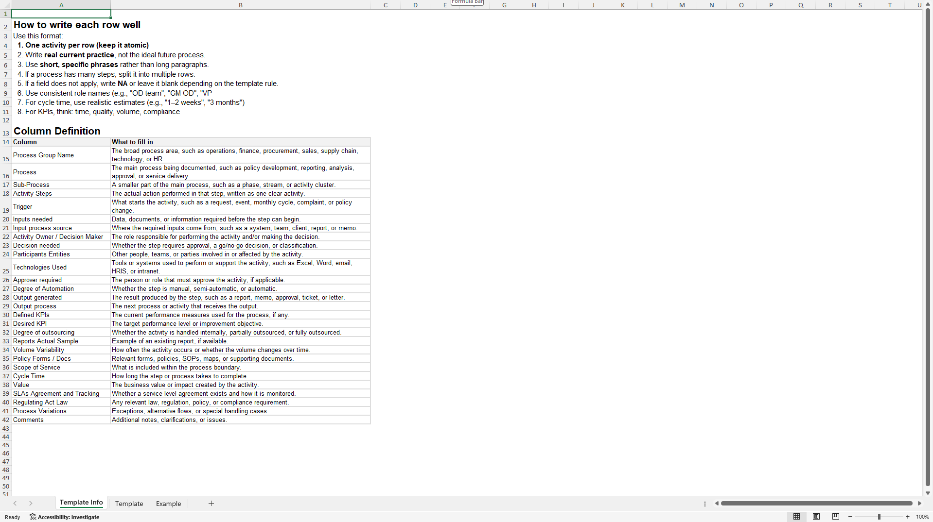 Business Process Mapping Template (Excel template (XLSX)) Preview Image