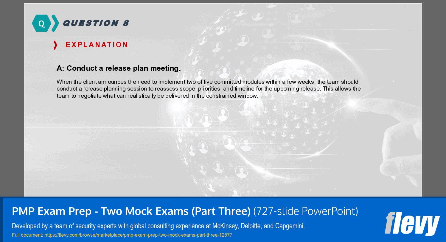 PMP Exam Prep - Two Mock Exams (Part Three) (727-slide PPT PowerPoint presentation template (PPTX)) Preview Image