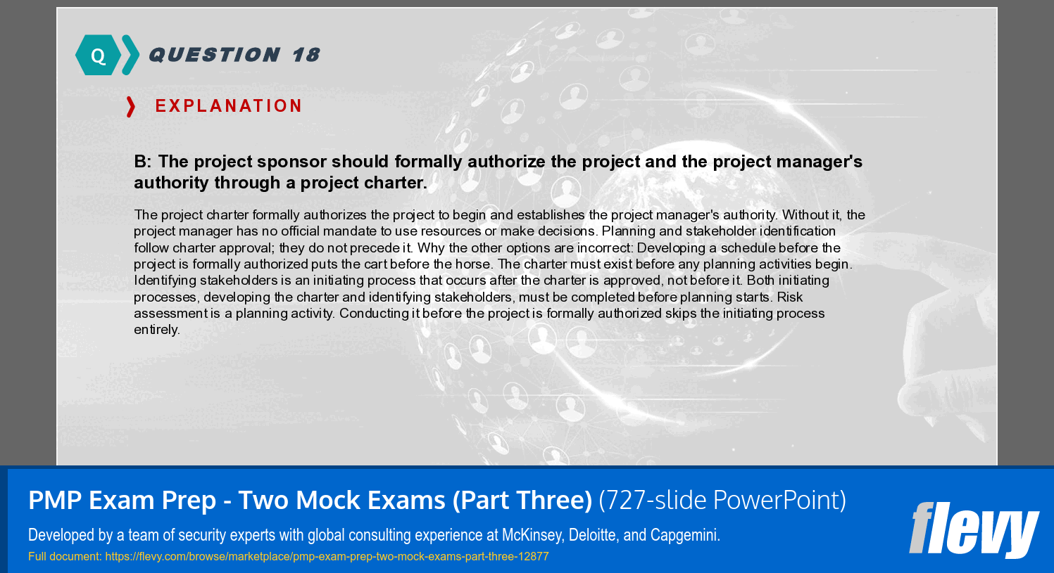 PMP Exam Prep - Two Mock Exams (Part Three) (727-slide PPT PowerPoint presentation template (PPTX)) Preview Image