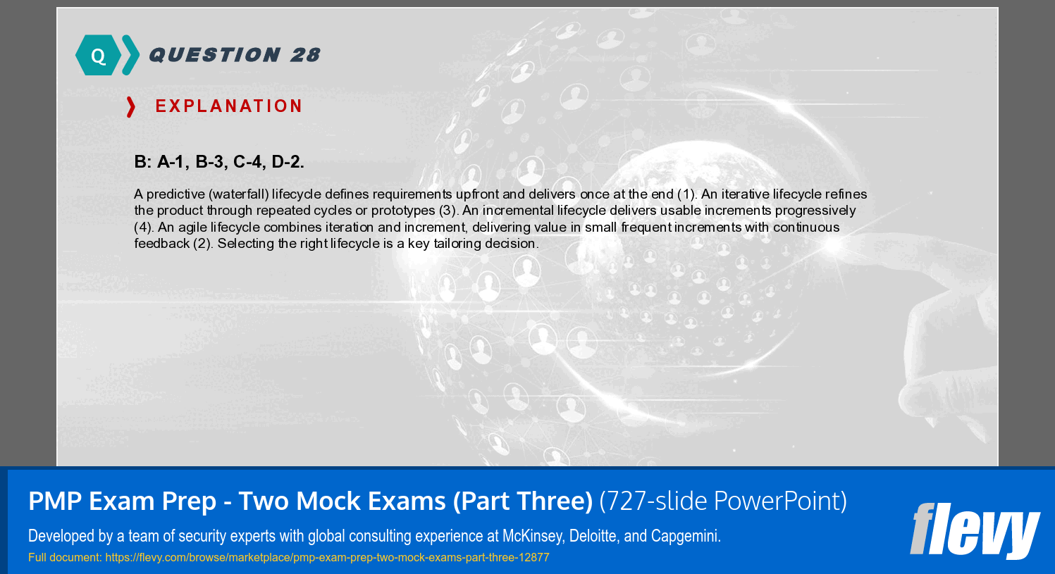 PMP Exam Prep - Two Mock Exams (Part Three) (727-slide PPT PowerPoint presentation template (PPTX)) Preview Image