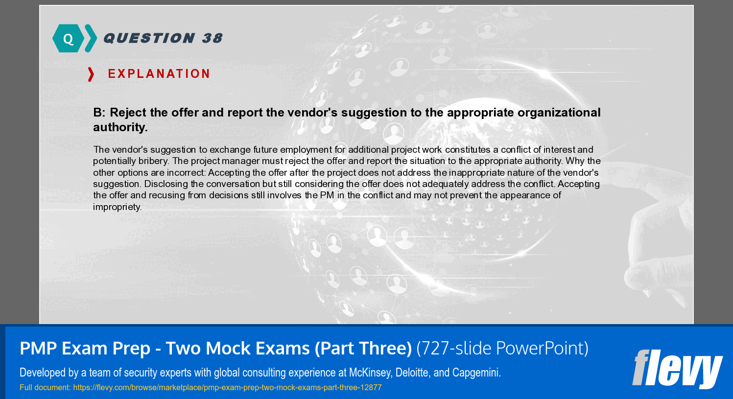 PMP Exam Prep - Two Mock Exams (Part Three) (727-slide PPT PowerPoint presentation template (PPTX)) Preview Image