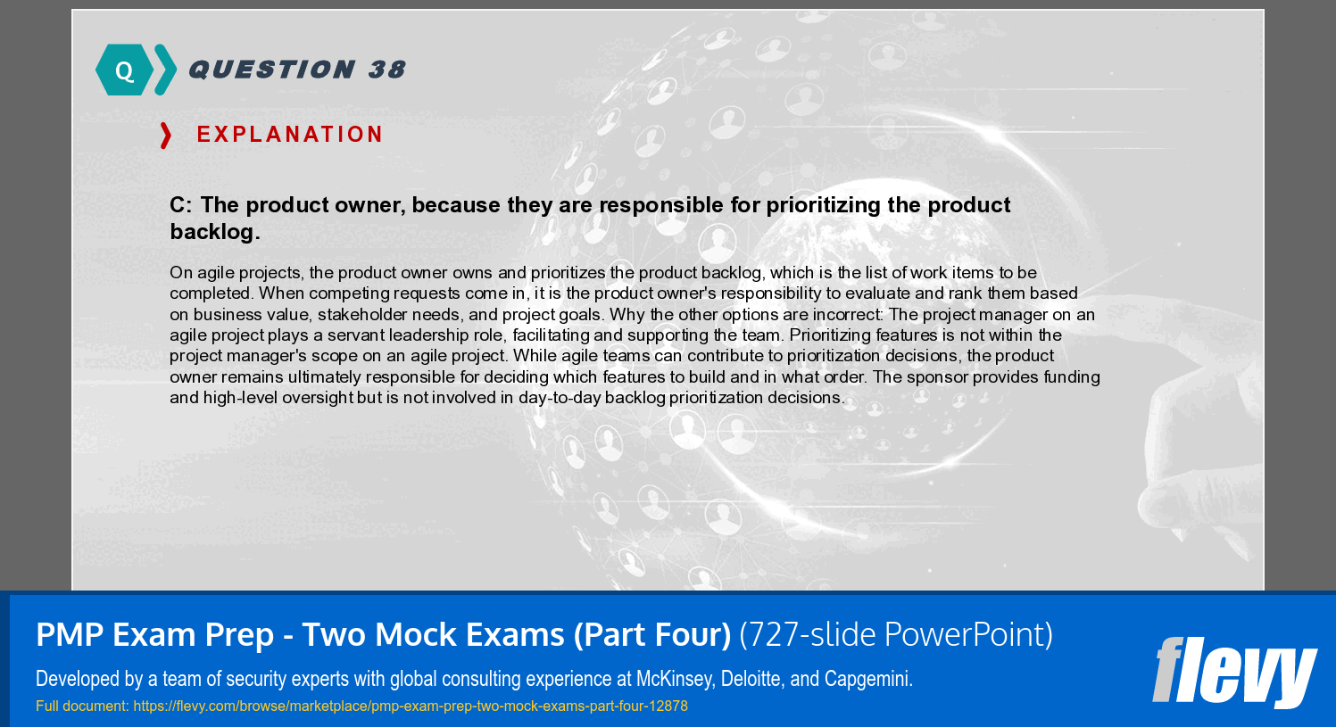 PMP Exam Prep - Two Mock Exams (Part Four) (727-slide PPT PowerPoint presentation template (PPTX)) Preview Image