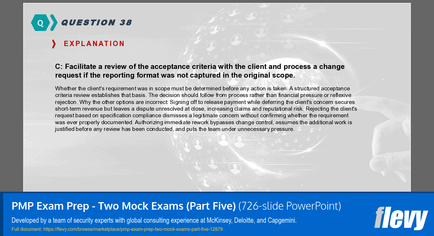 PMP Exam Prep - Two Mock Exams (Part Five) (726-slide PPT PowerPoint presentation template (PPTX)) Preview Image