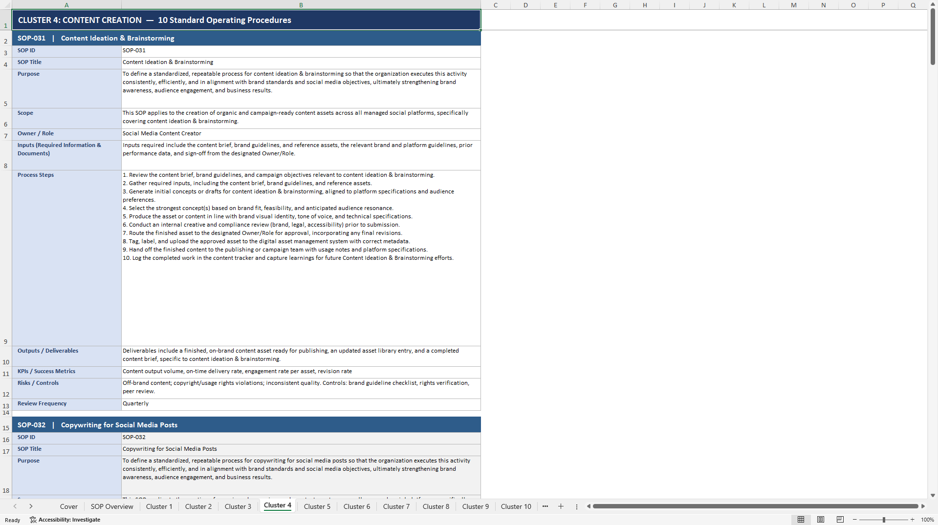 100+ Social Media Marketing SOPs (Excel template (XLSX)) Preview Image