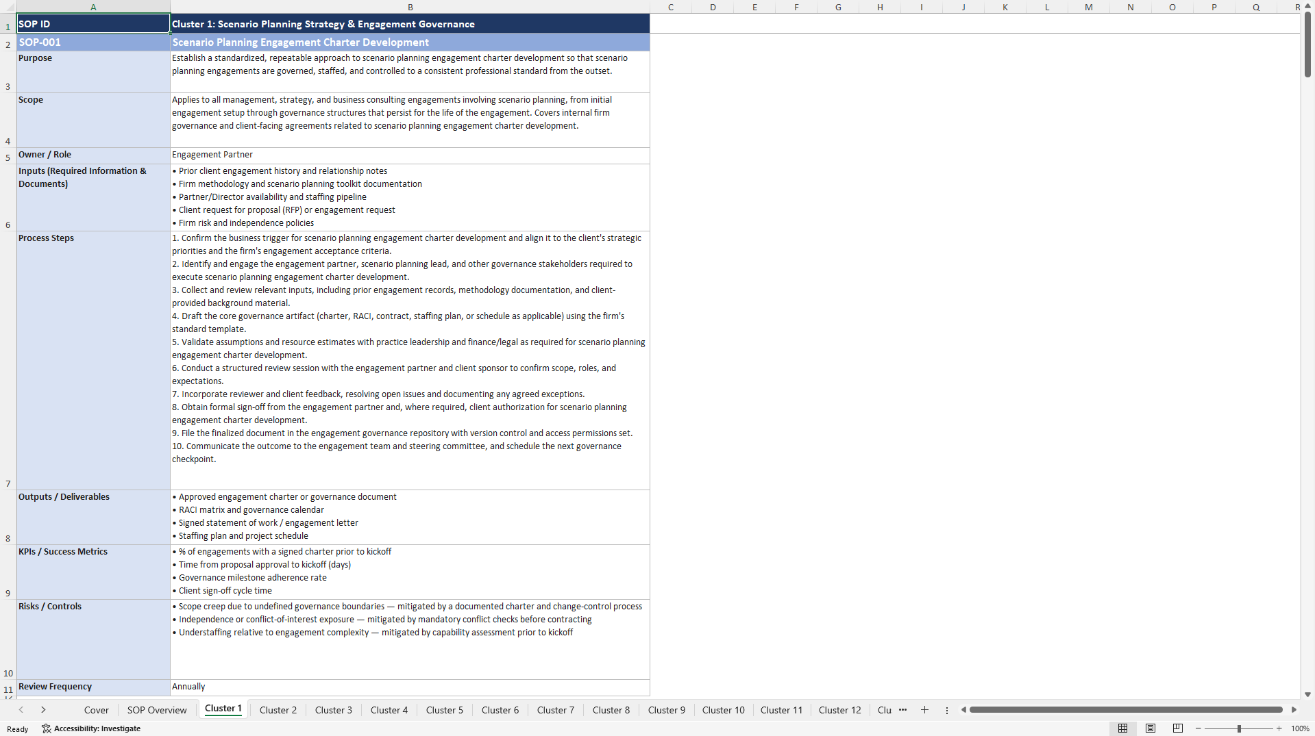 100+ Scenario Planning for Consultants SOPs (Excel template (XLSX)) Preview Image