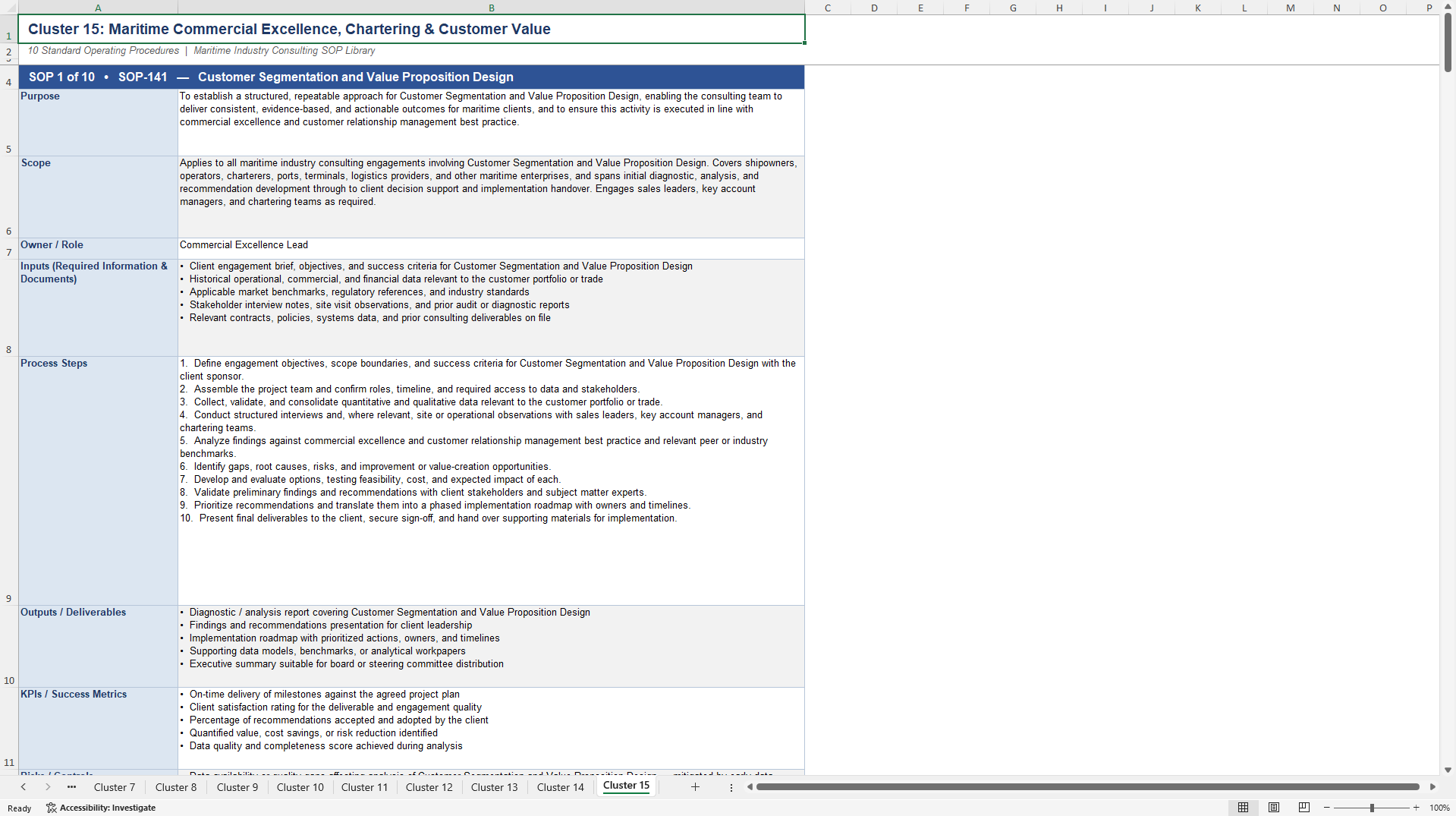 100+ Maritime Industry Consulting SOPs (Excel template (XLSX)) Preview Image