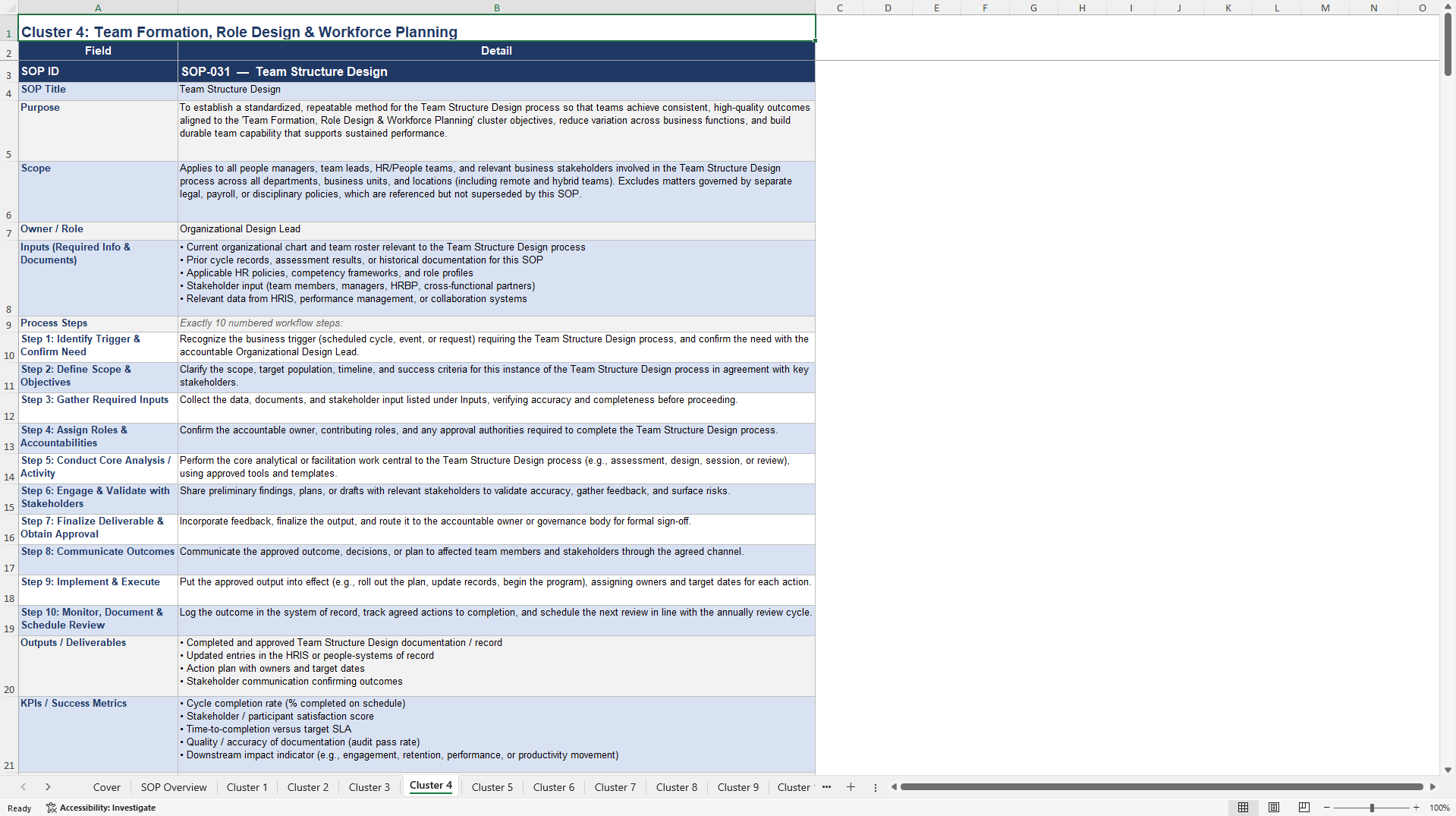 100+ Team Development SOPs (Excel template (XLSX)) Preview Image