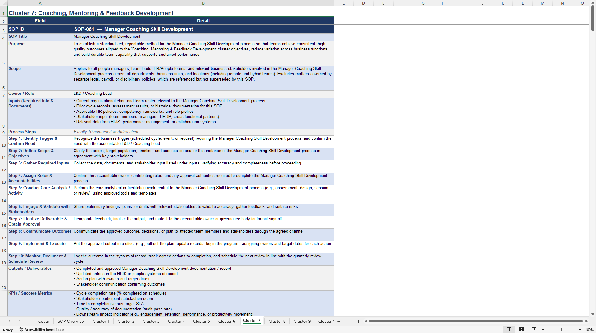 100+ Team Development SOPs (Excel template (XLSX)) Preview Image