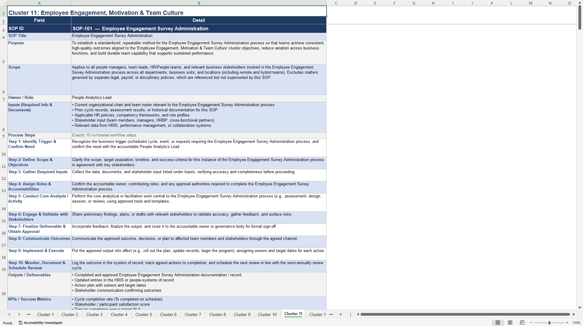100+ Team Development SOPs (Excel template (XLSX)) Preview Image