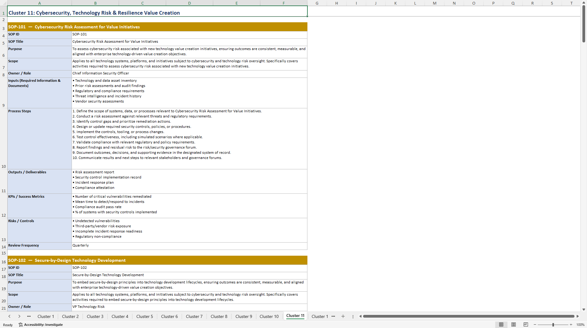 100+ Technology-Driven Value Creation SOPs (Excel template (XLSX)) Preview Image