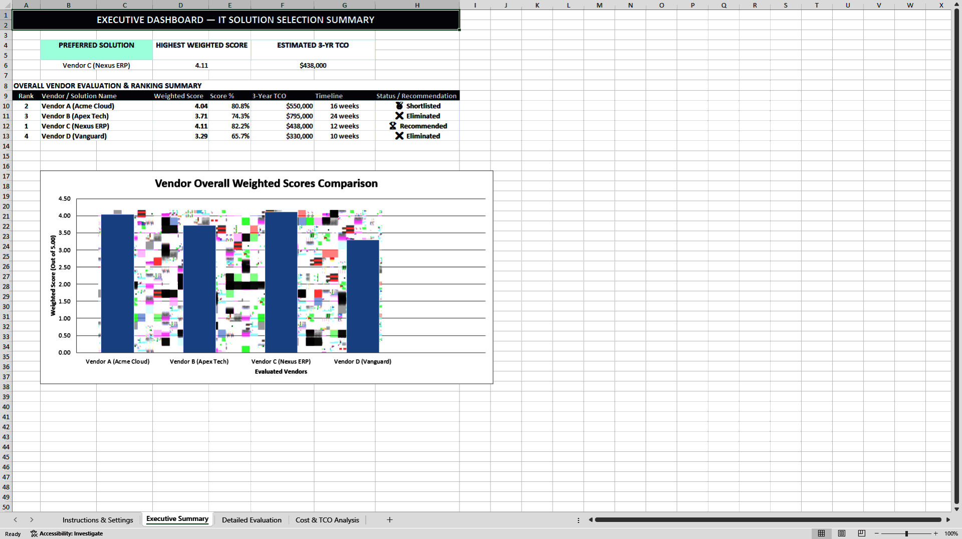 IT Solution & Software Selection Matrix (Excel template (XLSX)) Preview Image