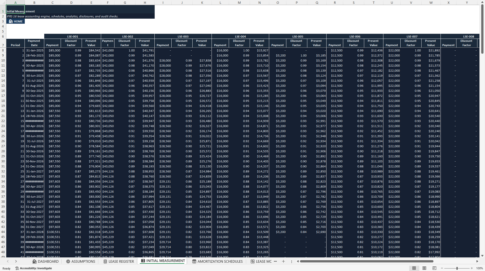 IFRS 16 Lessee Accounting and ROU Asset Model (Excel template (XLSX)) Preview Image