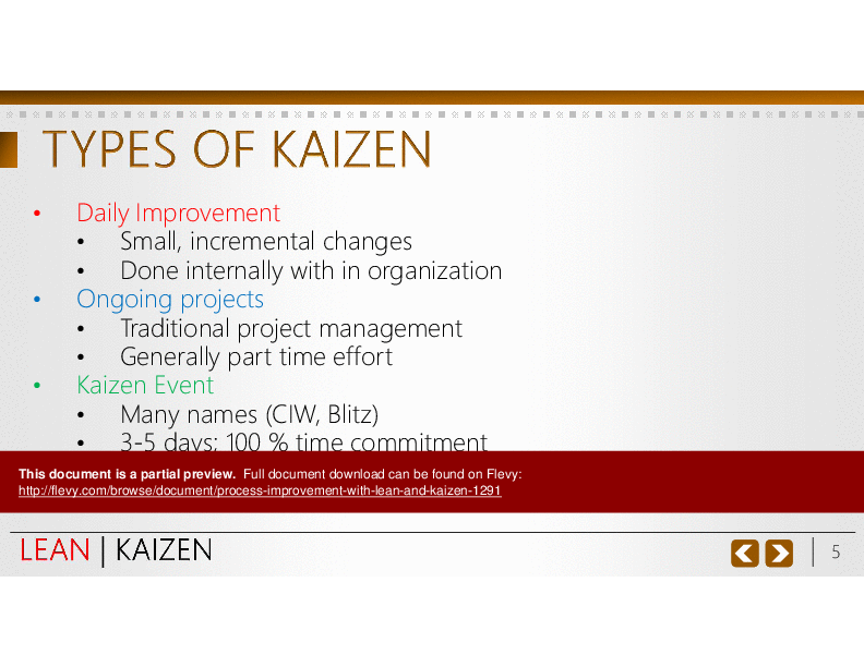 Process Improvement with Lean and Kaizen (149-slide PPT PowerPoint presentation (PPTX)) Preview Image