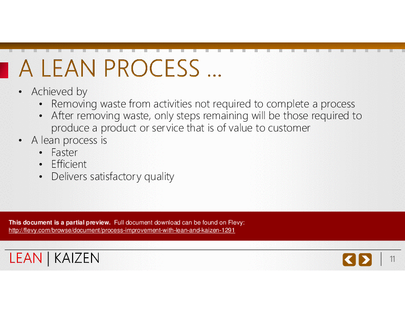 Process Improvement with Lean and Kaizen (149-slide PPT PowerPoint presentation (PPTX)) Preview Image