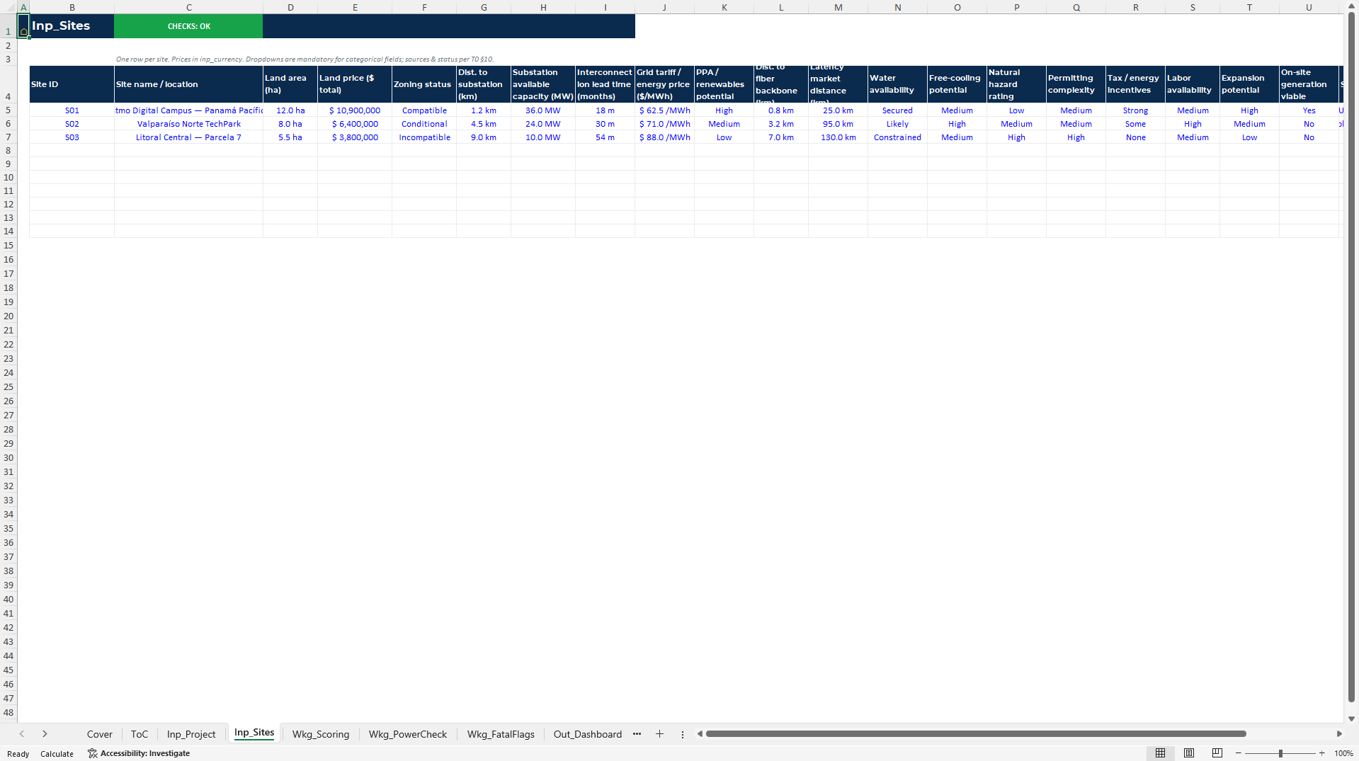 Data Center Project Finance Suite (5 Models + 6 Manuals) (Excel template (XLSX)) Preview Image