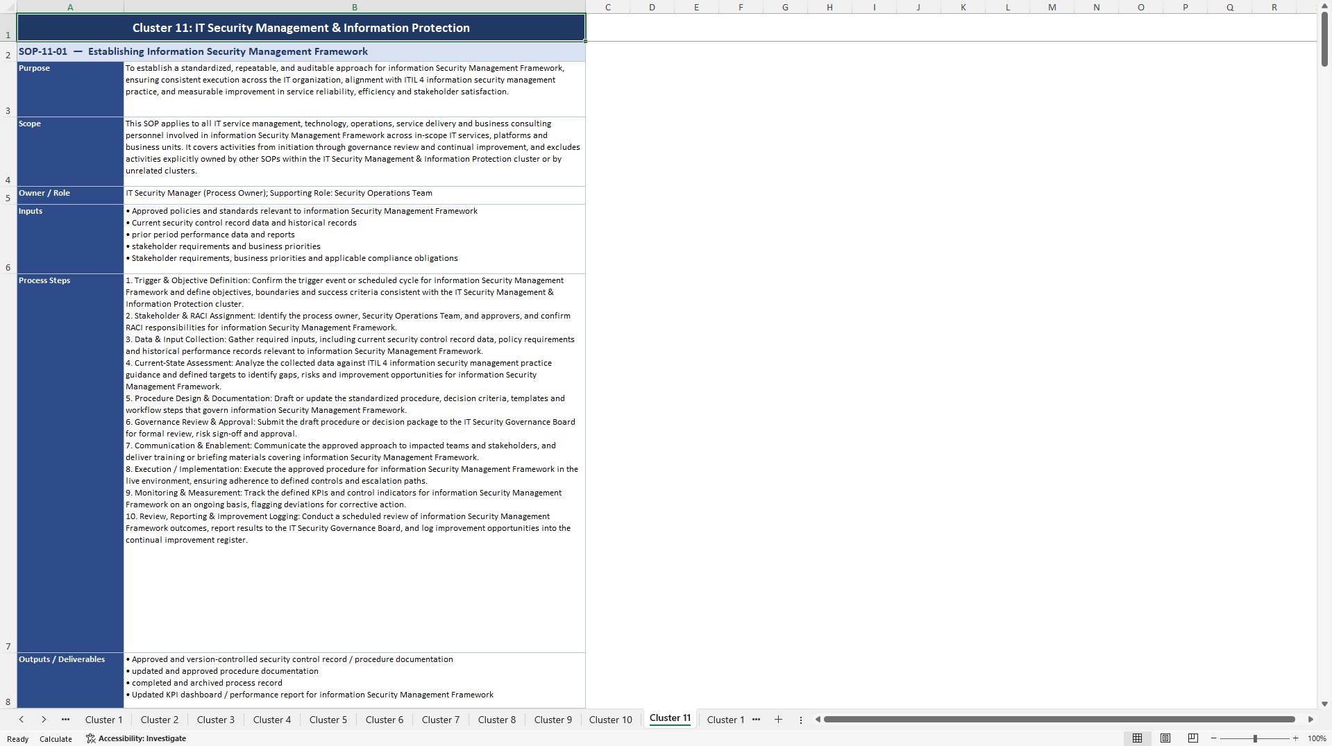 100+ ITIL Process Enhancement SOPs (Excel template (XLSX)) Preview Image
