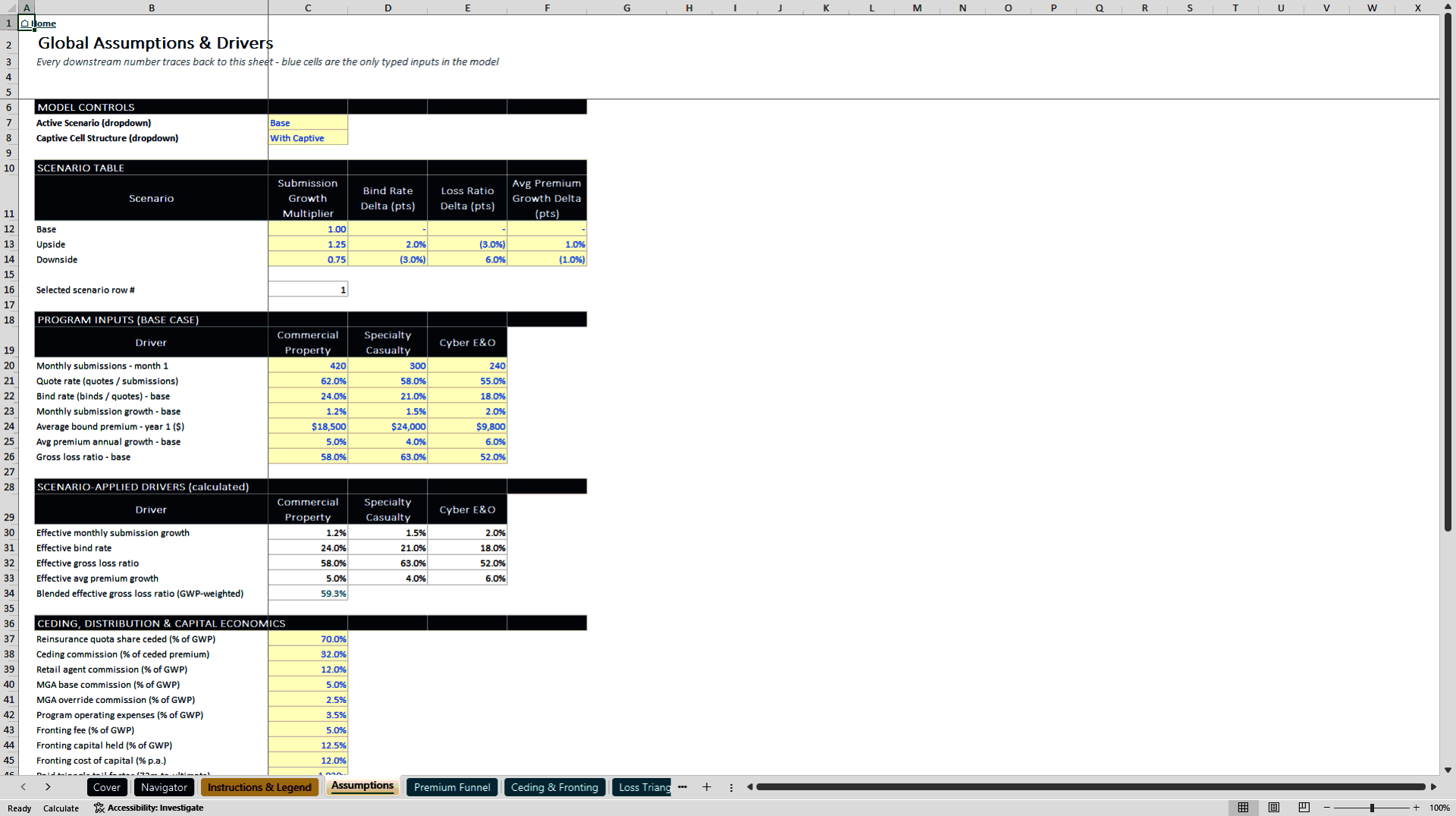 Insurance MGA and Program Business Model (Excel template (XLSX)) Preview Image