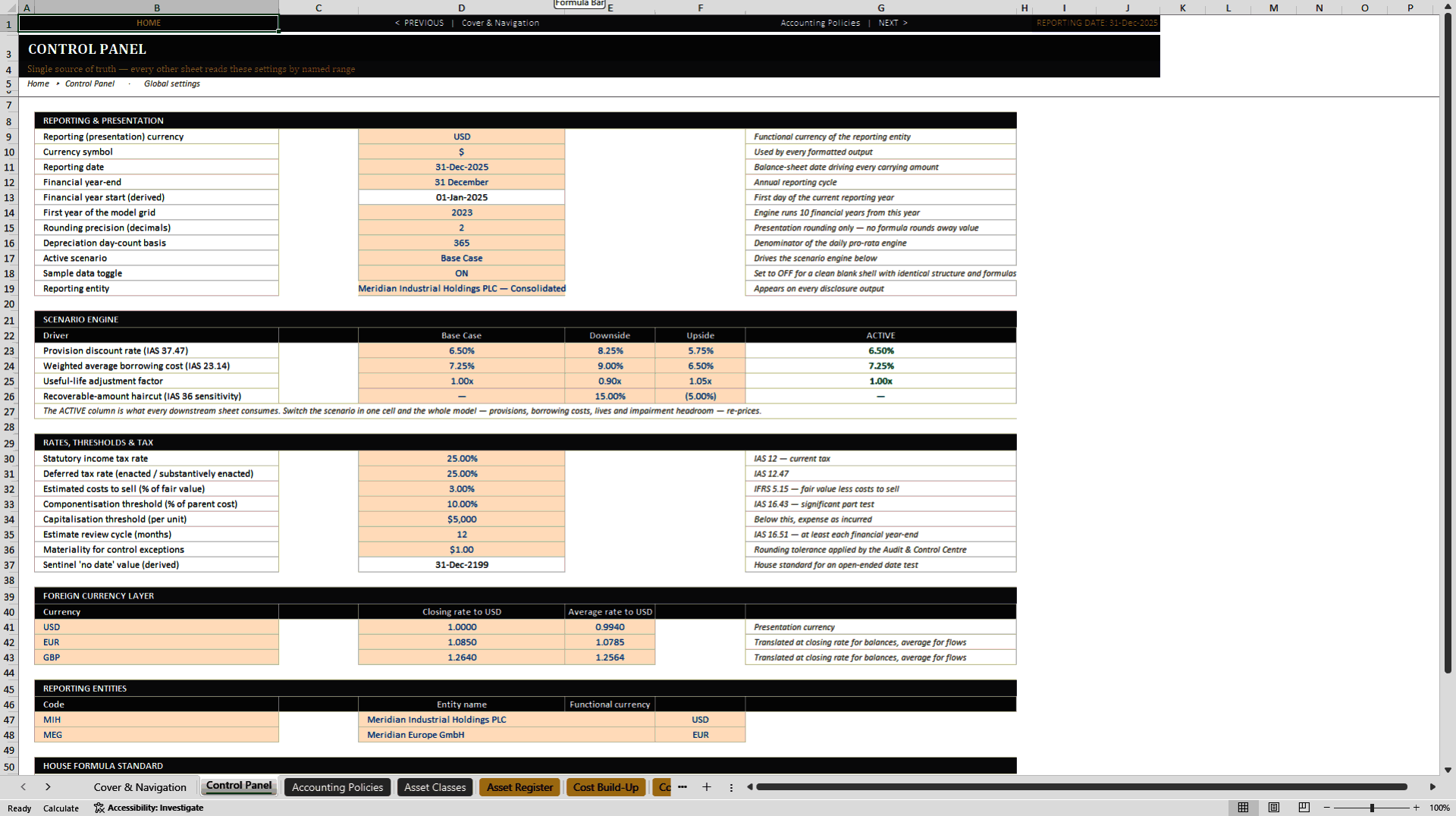 IFRS Fixed Asset and Depreciation Model (Excel template (XLSX)) Preview Image