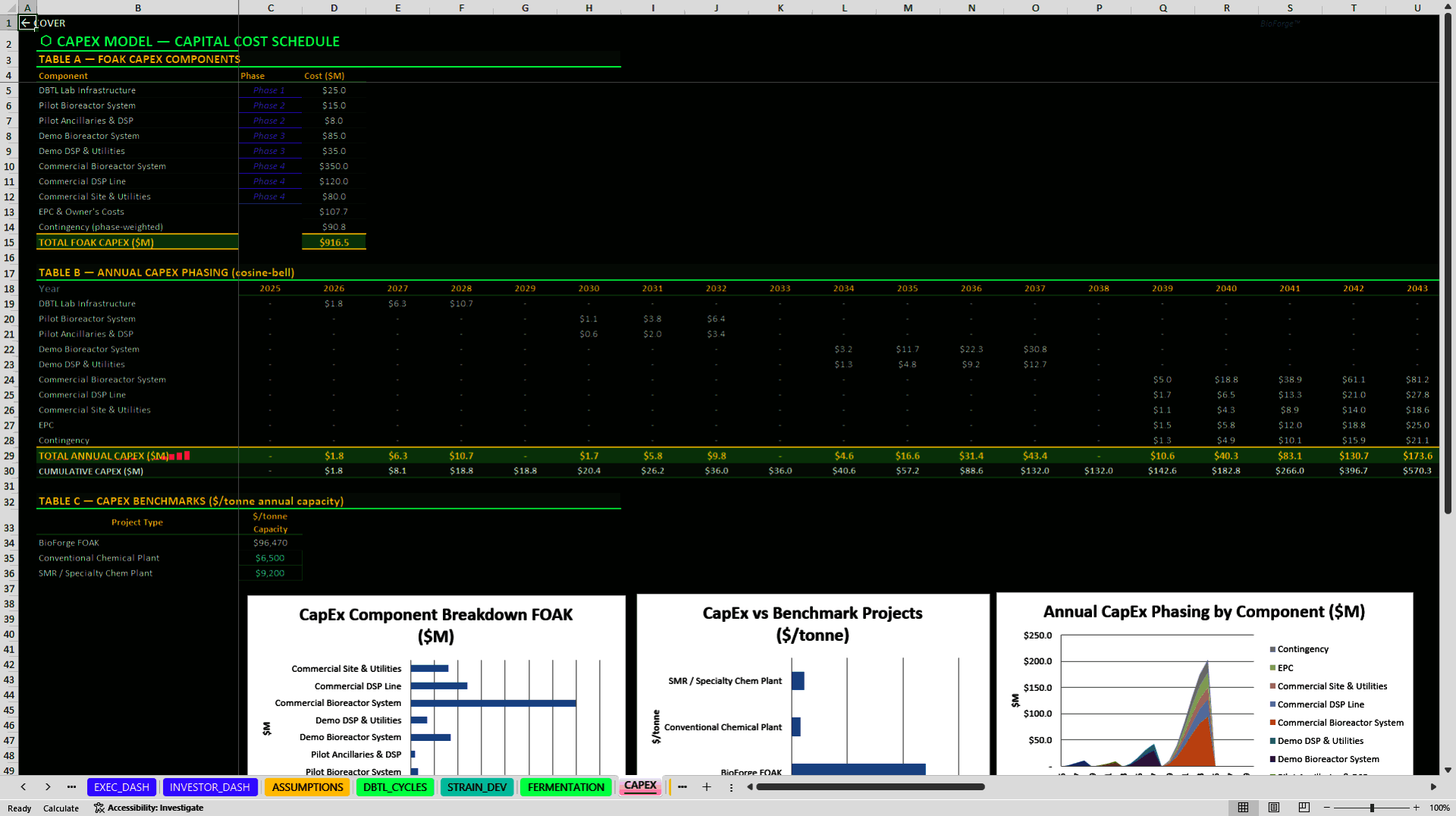 Synthetic Biology and Biofoundry Financial Model (Excel template (XLSX)) Preview Image