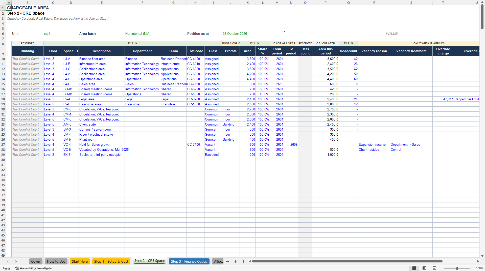 Office Occupancy Cost Allocation Model (Excel template (XLSX)) Preview Image