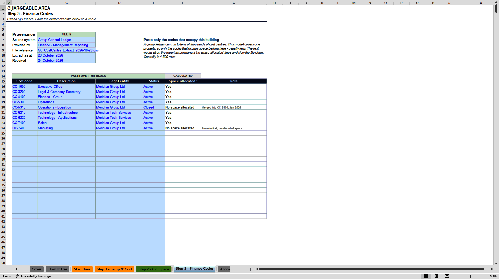 Office Occupancy Cost Allocation Model (Excel template (XLSX)) Preview Image