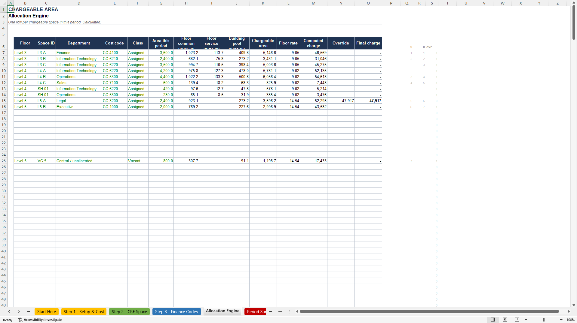 Office Occupancy Cost Allocation Model (Excel template (XLSX)) Preview Image