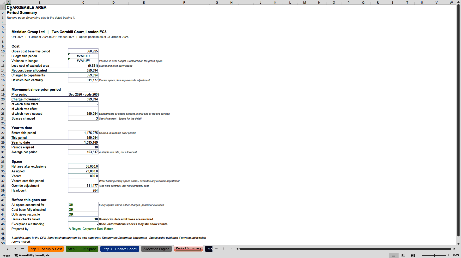 Office Occupancy Cost Allocation Model (Excel template (XLSX)) Preview Image