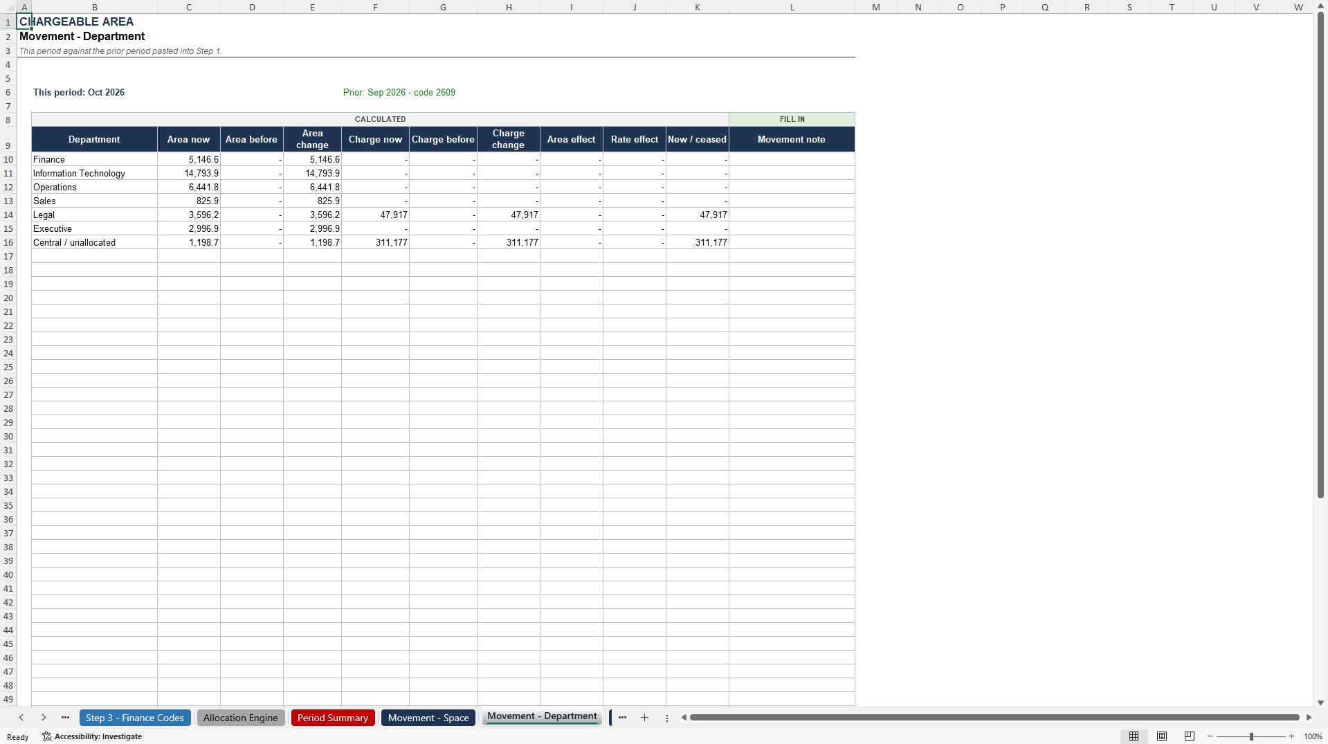 Office Occupancy Cost Allocation Model (Excel template (XLSX)) Preview Image