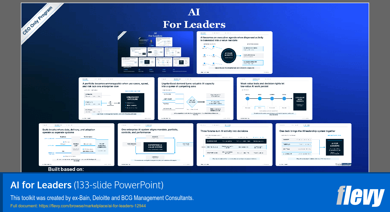 AI for Leaders (133-slide PPT PowerPoint presentation template (PPTX)) Preview Image