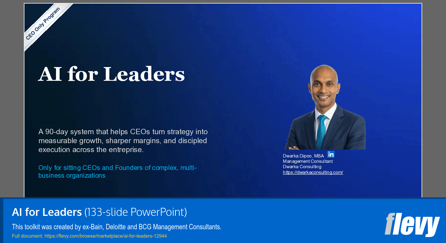 AI for Leaders (133-slide PPT PowerPoint presentation template (PPTX)) Preview Image